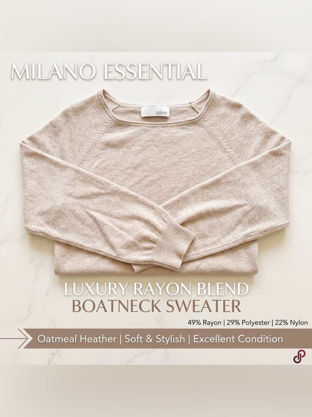 Milano Essential Heather Oatmeal Raglan Knit Pullover Sweater | Rayon Blend